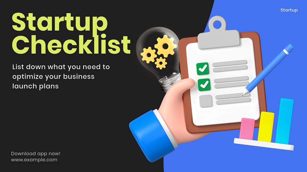 Startup checklist blog banner template, customizable design