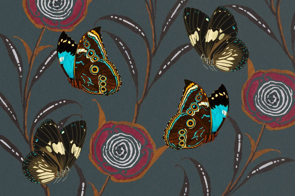 E.A. Séguy's butterfly patterned background, editable vintage botanical design, remixed by rawpixel