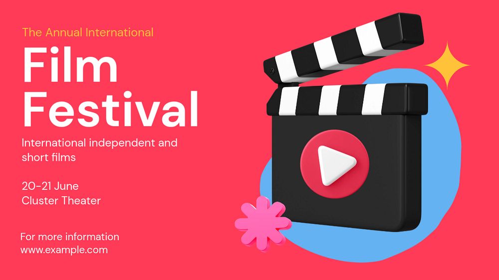 Film festival blog banner template, funky editable design