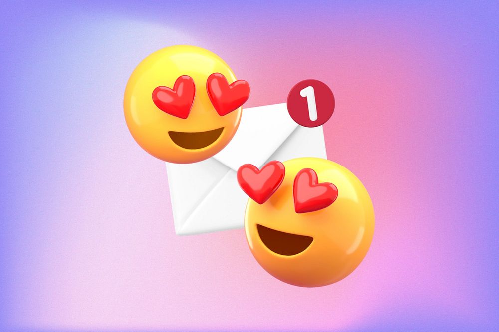 Love messages background, 3D emoticons, editable design