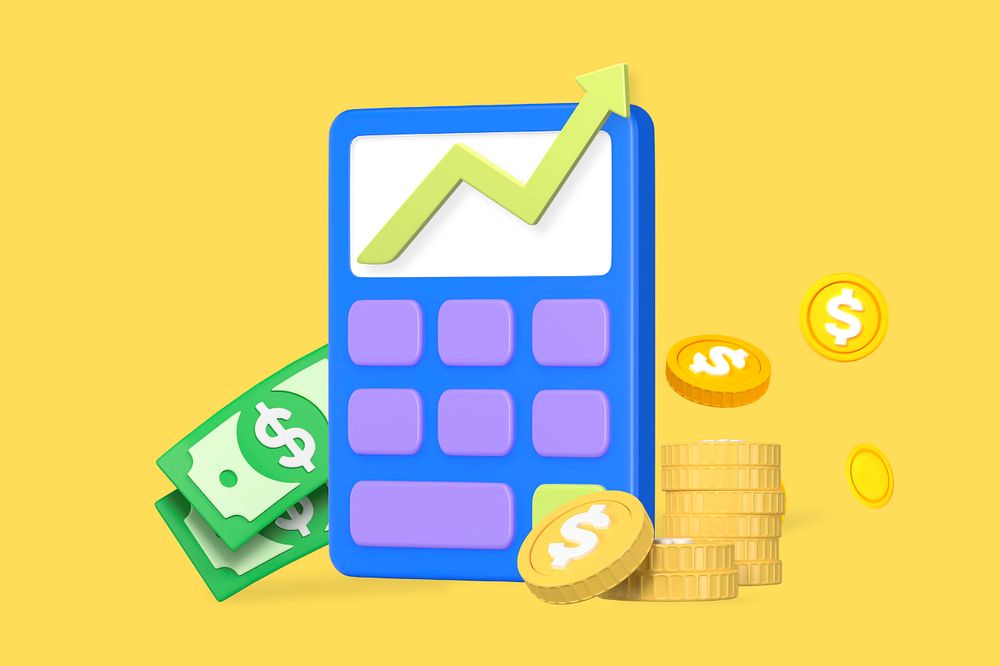 Interest rate calculator background, customizable 3D graphic remix design