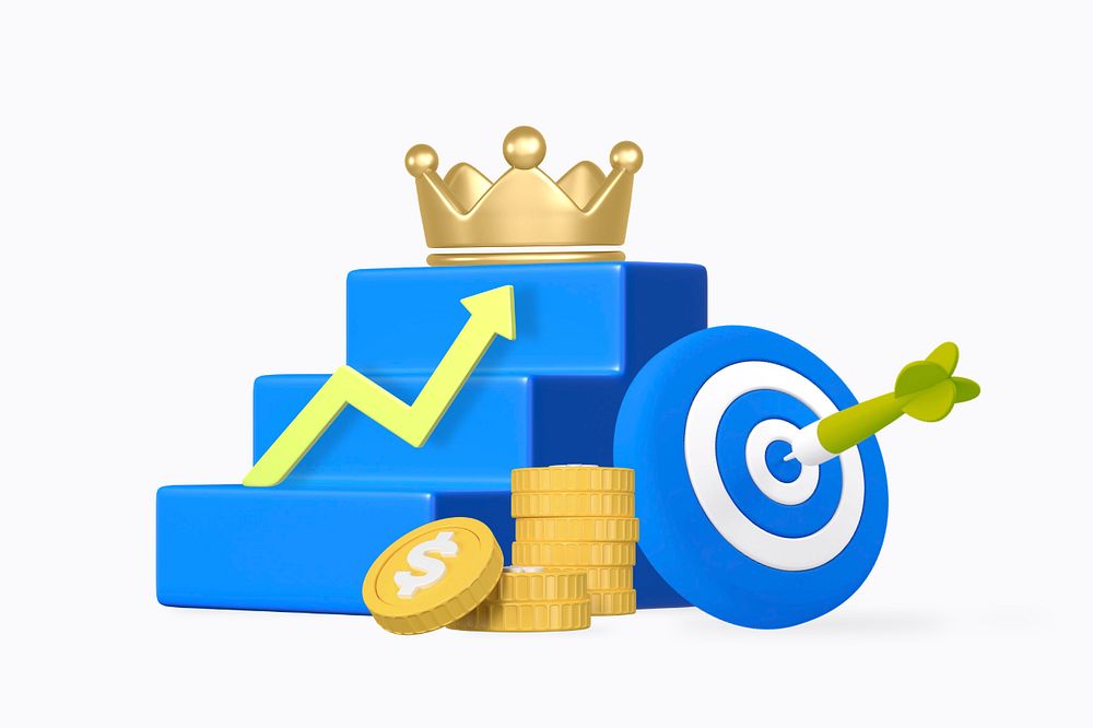 Successful business leadership background, customizable 3D graphic remix design