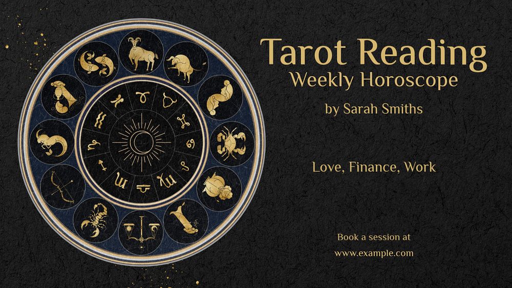 Gold horoscope blog banner template, editable Art Nouveau design, remix by rawpixel