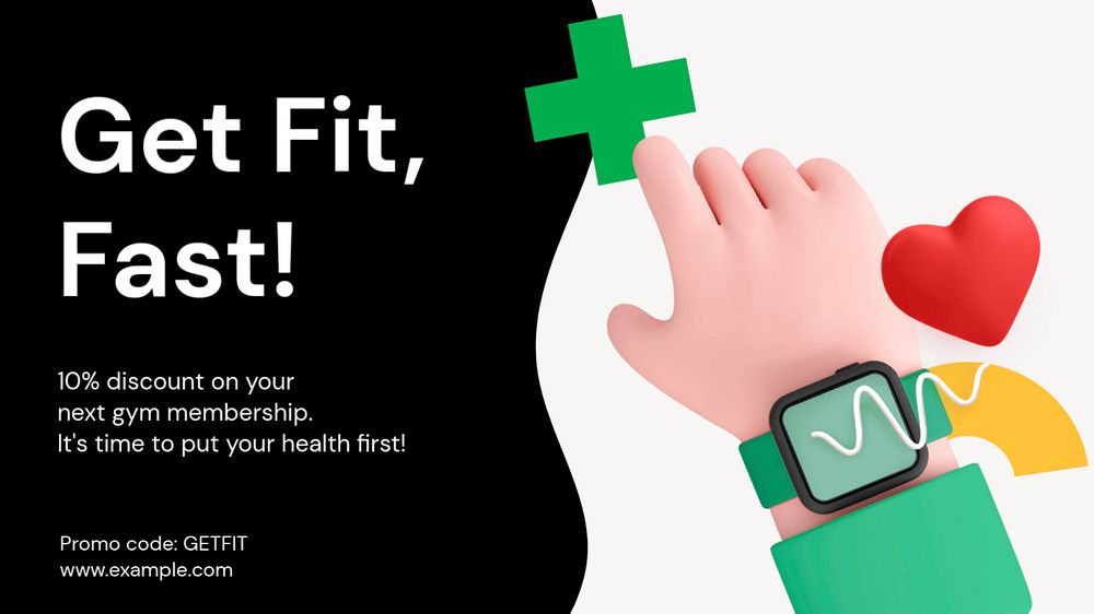 Get fit blog banner template, funky editable design