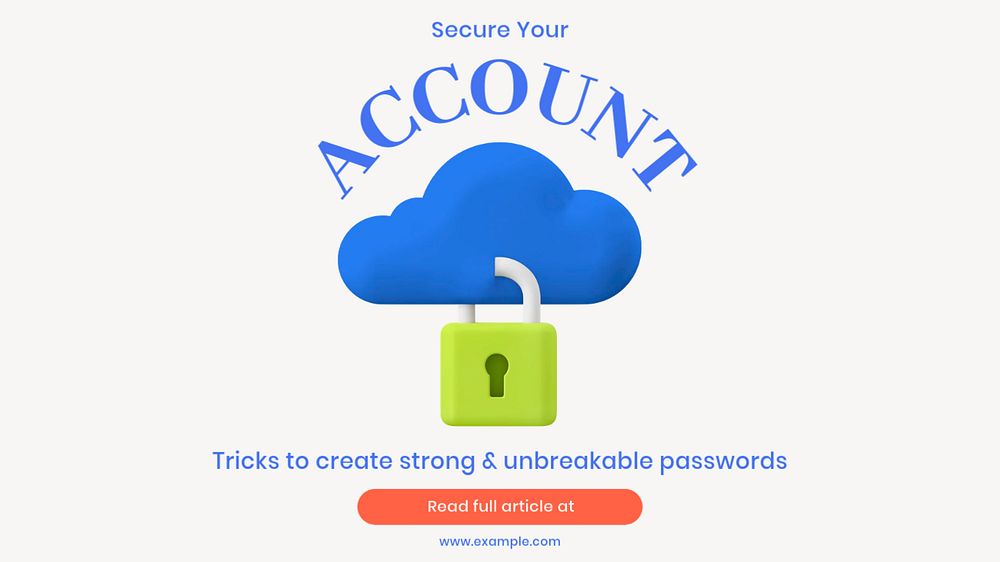 Secure account blog banner template, customizable design