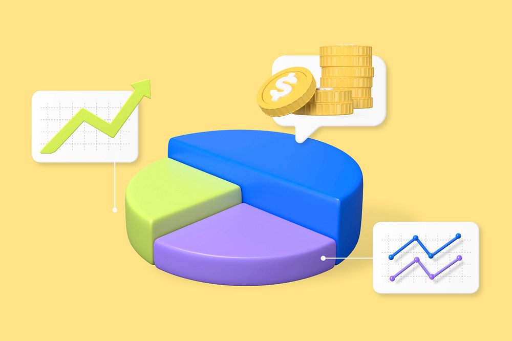 Expenditure tracker graph background, customizable 3D graphic remix design