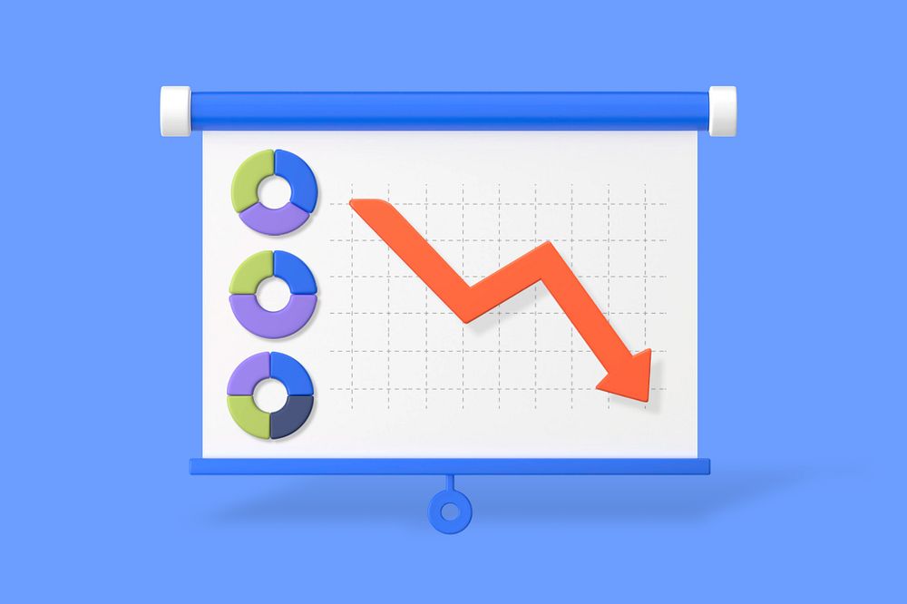 Business loss analysis background, customizable 3D graphic remix design