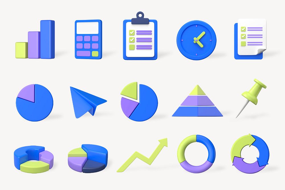 Corporate business 3D icon set, editable stickers