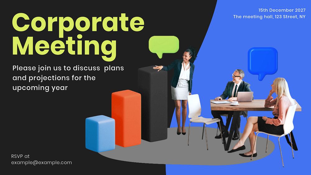 Corporate meeting blog banner template, customizable design