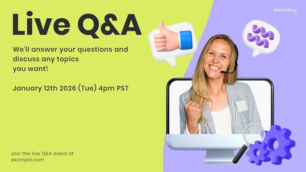 Live Q&A event blog banner template, customizable design