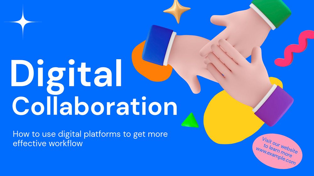 Digital collaboration blog banner template, funky editable design