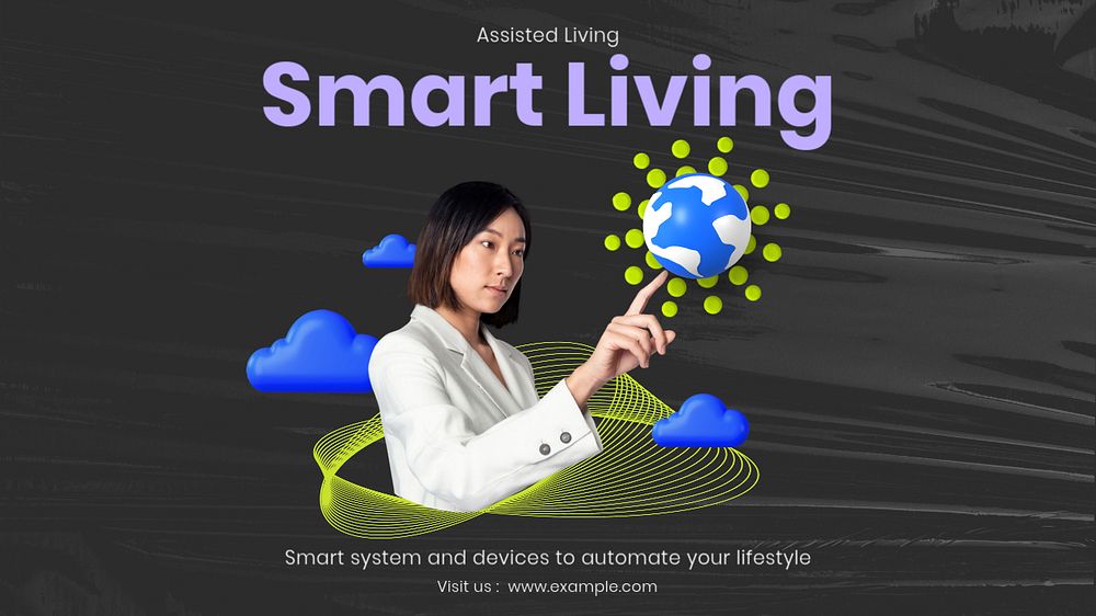 Smart living blog banner template, customizable design