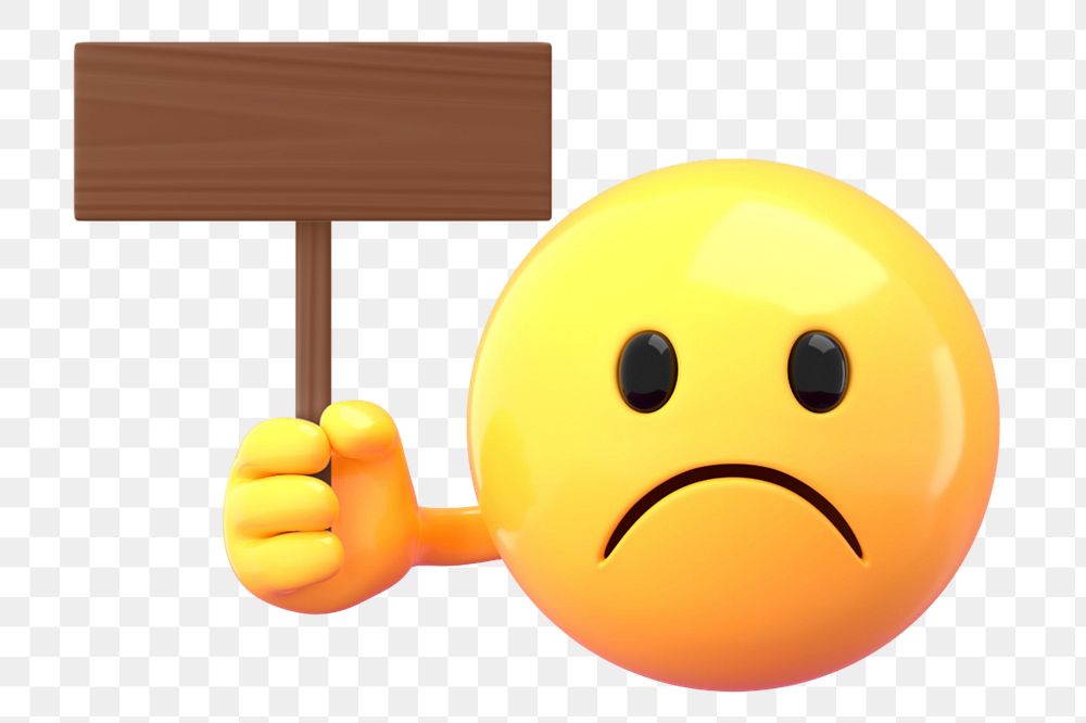 Emoticon holding wooden flag mockup, 3D rendered  editable design