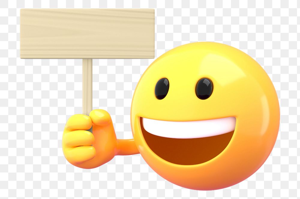 Emoji holding sign mockup, 3D rendered  editable design