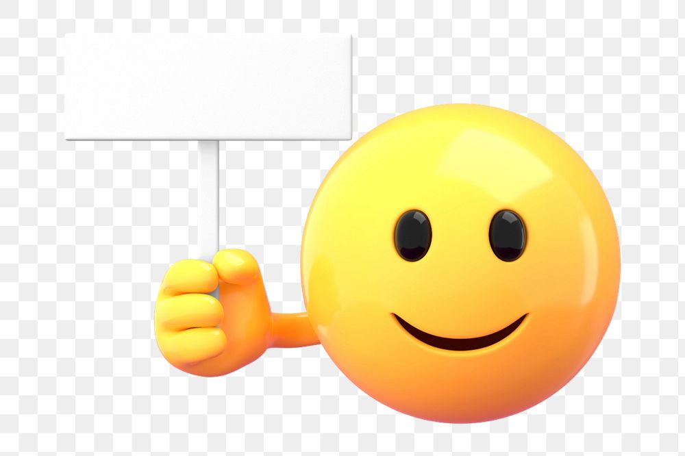 Emoji holding sign mockup, 3D rendered  editable design