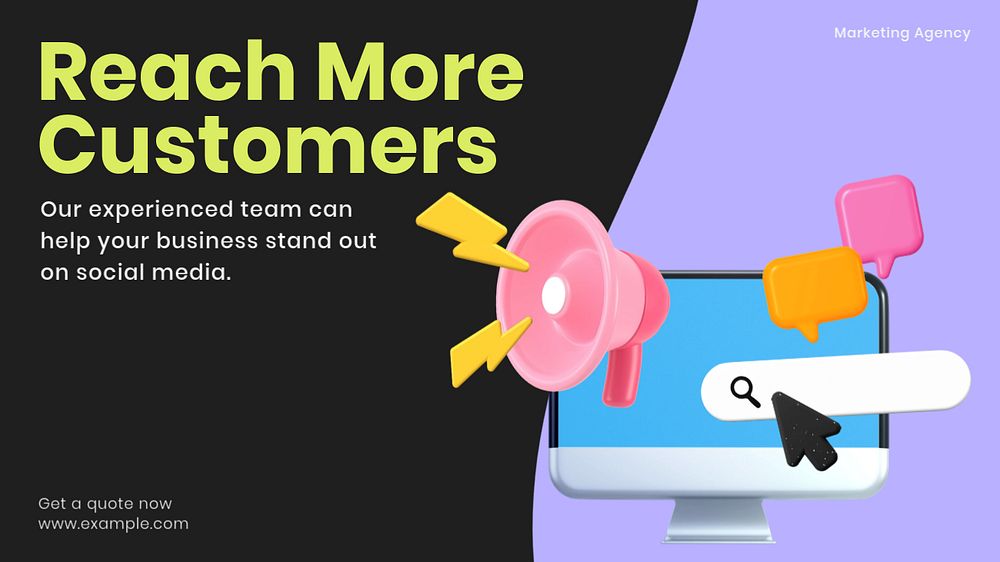 Reach more customers blog banner template, customizable design