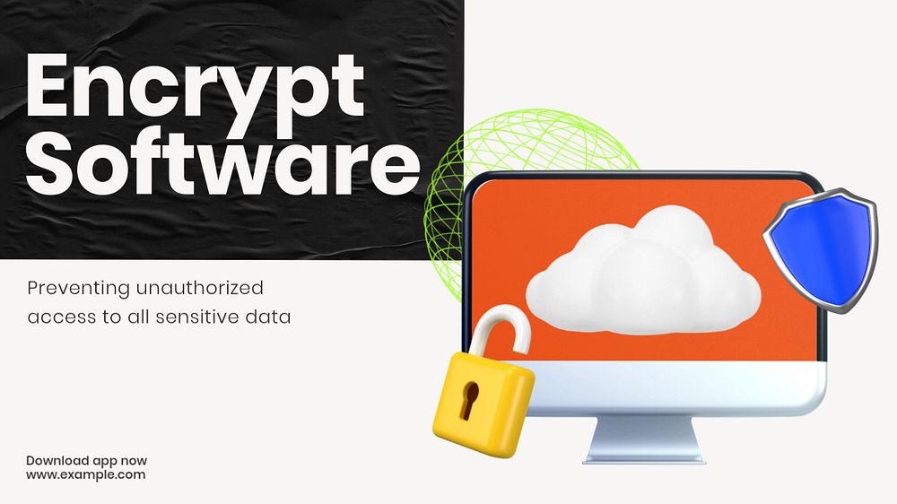 Encrypt software blog banner template, customizable design