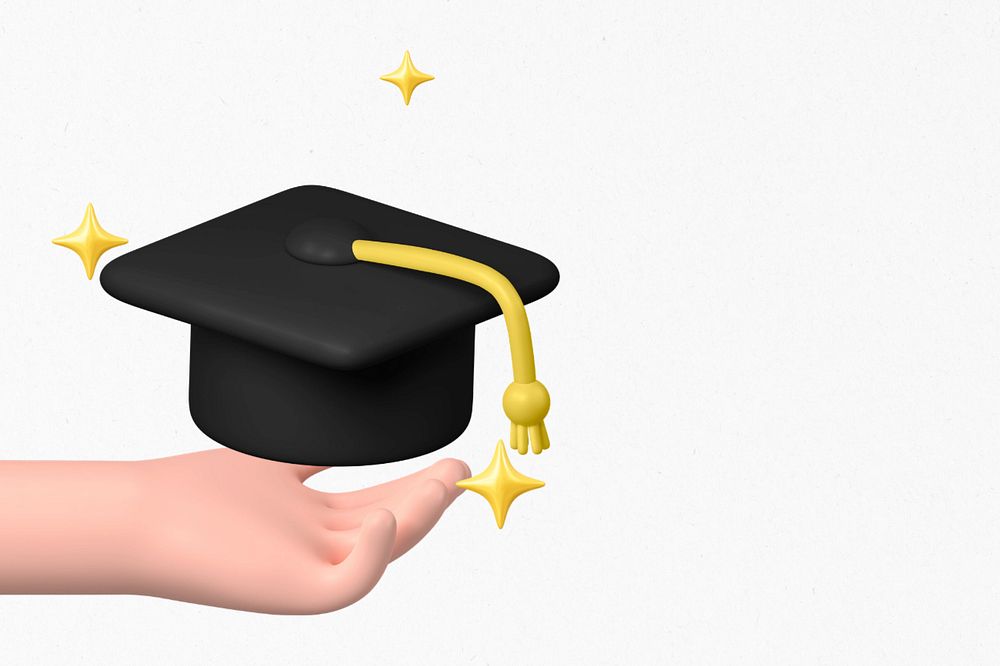 3D graduation cap background, education concept, editable design