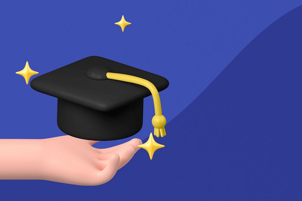 3D graduation cap background, education concept, editable design