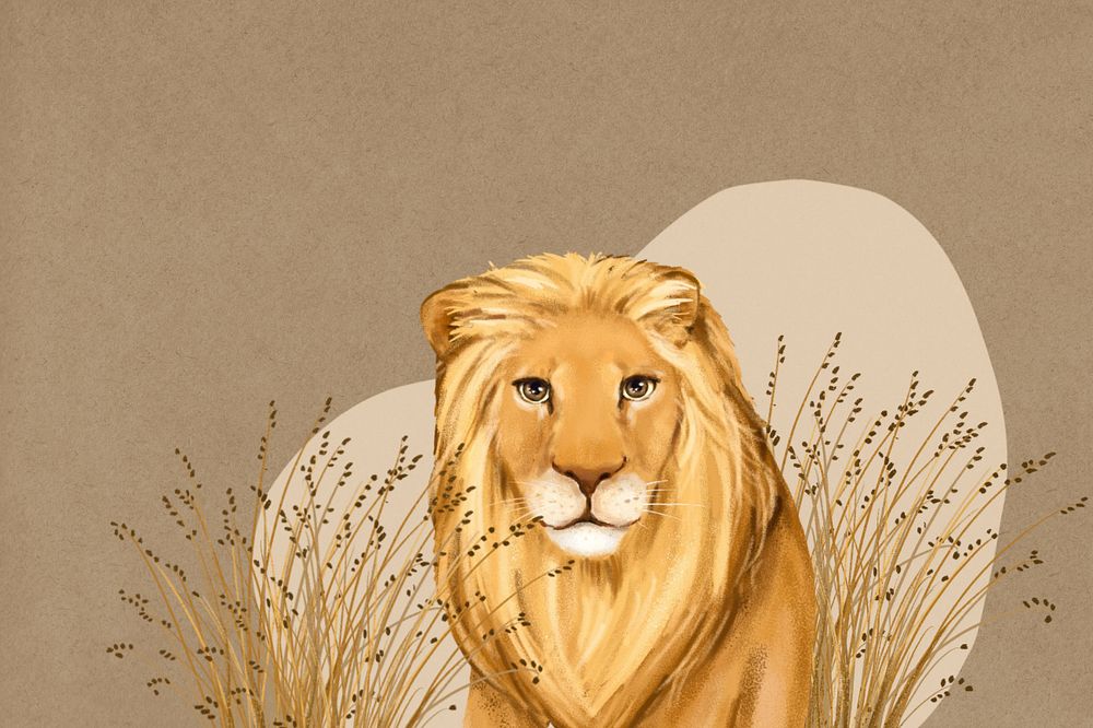 Brown lion background, wild animal border