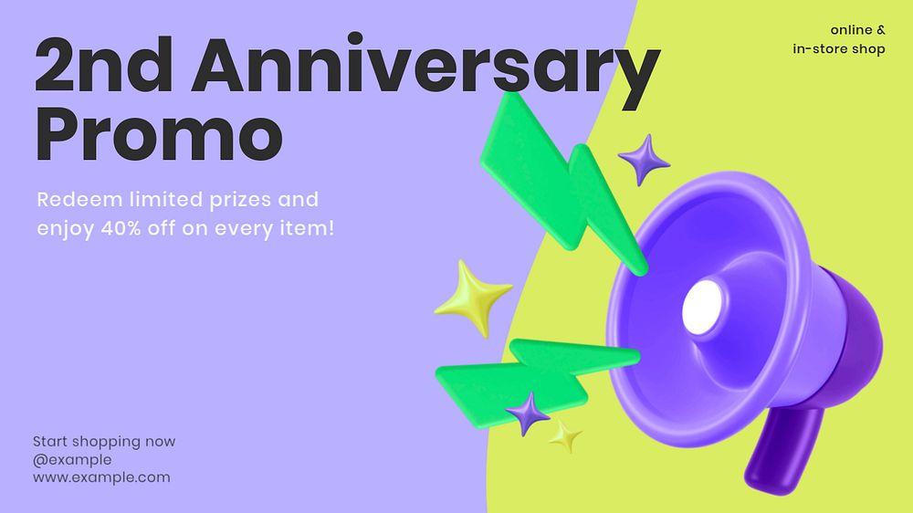 Anniversary promotion blog banner template, customizable design