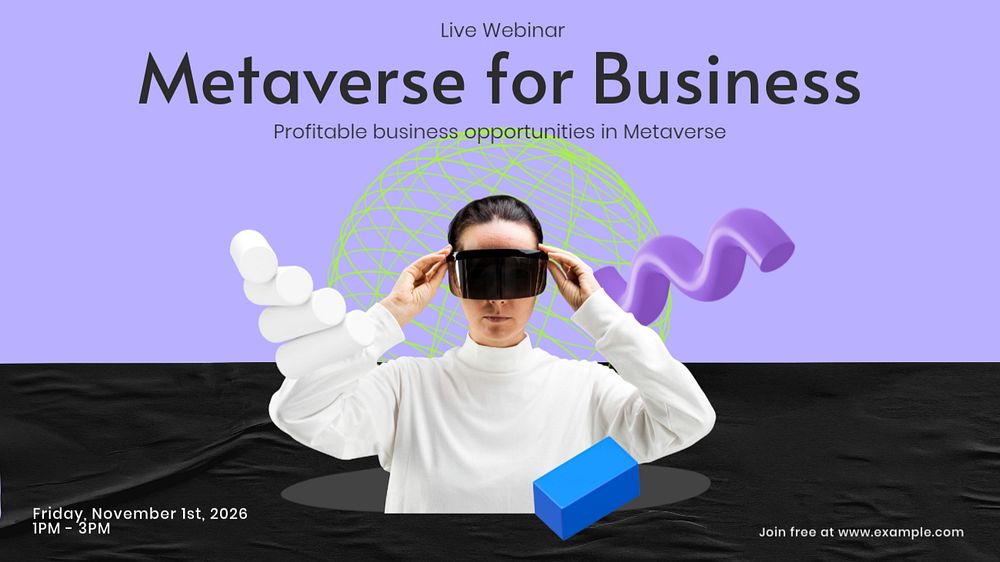 Metaverse business blog banner template, customizable design