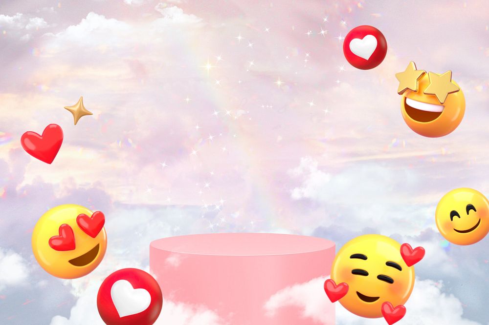 Love 3D emoticons product background, editable design