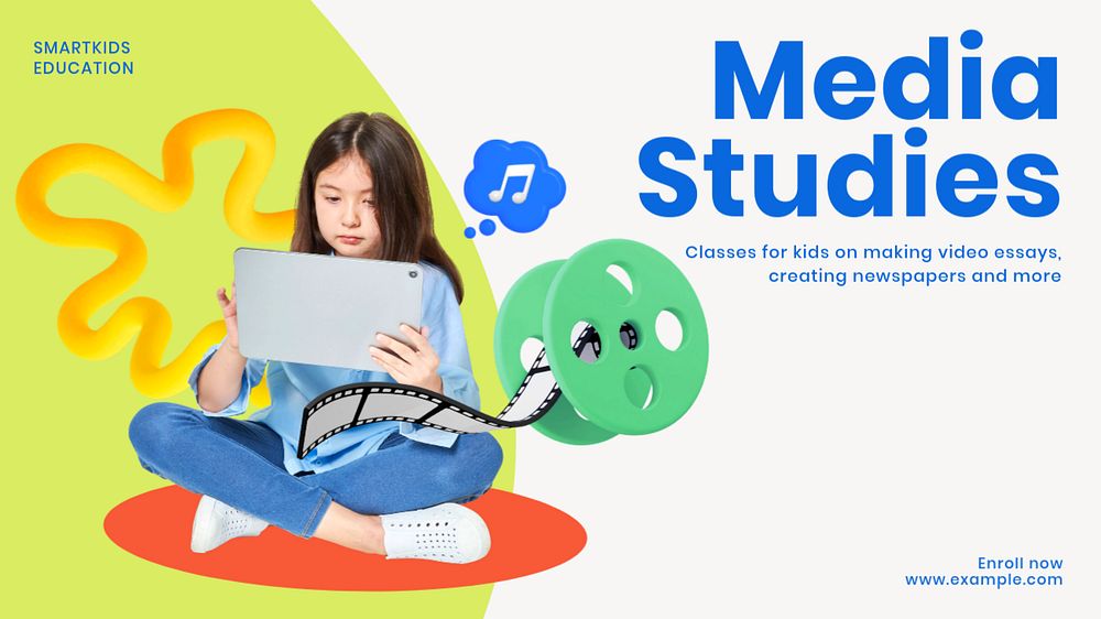 Media studies blog banner template, customizable design