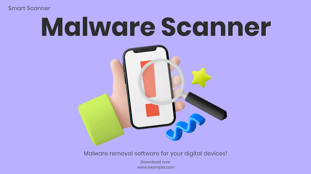 Malware scanner blog banner template, customizable design