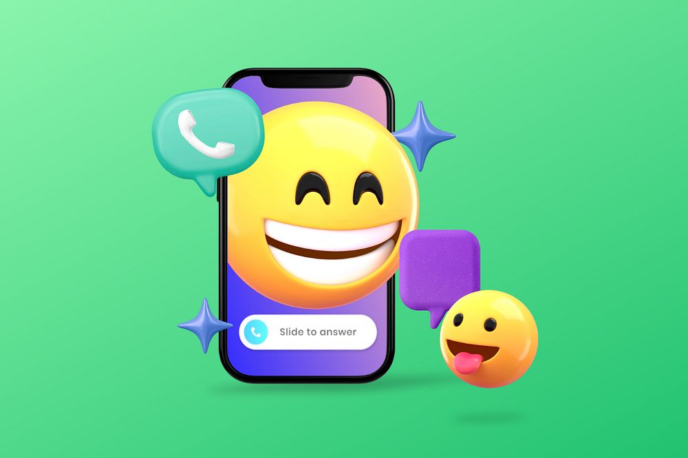 Happy emoticons video call on the phone, editable design