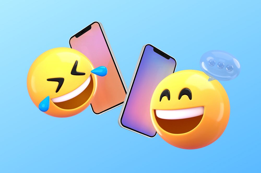 Happy emoticons talking on the phone, editable design