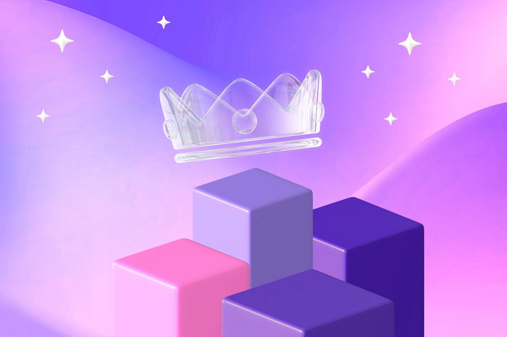 3D crown background, purple podiums, editable design