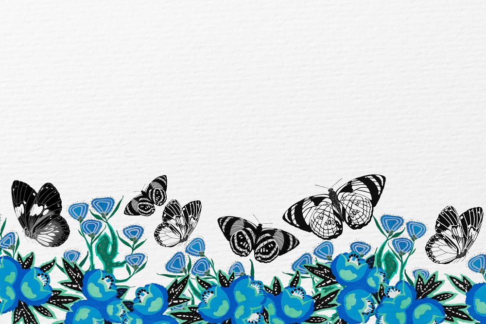 Vintage butterflies background, editable insect border illustration by EA. Séguy, remixed by rawpixel