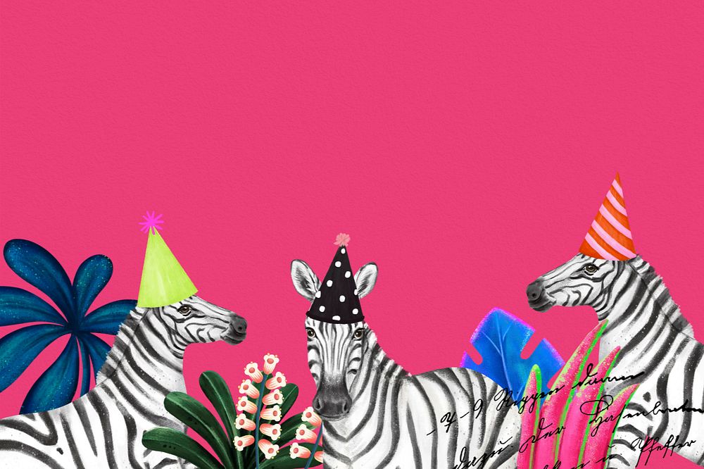 Zebra party border background, pink design