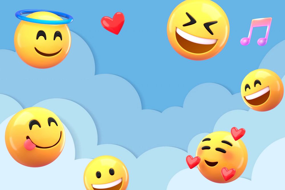 3D heaven emoticons background, cute blue sky, editable design