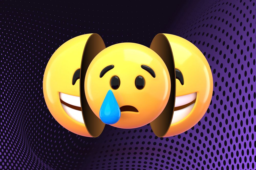 Crying emoticon background, mental health, editable design