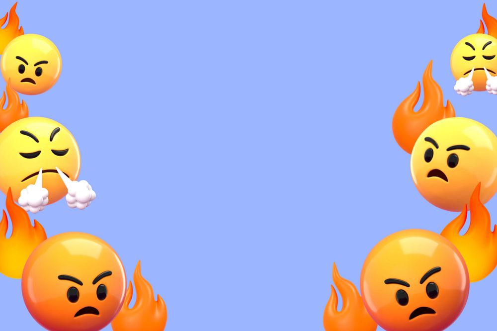 Angry emoticon border background, 3D, editable design