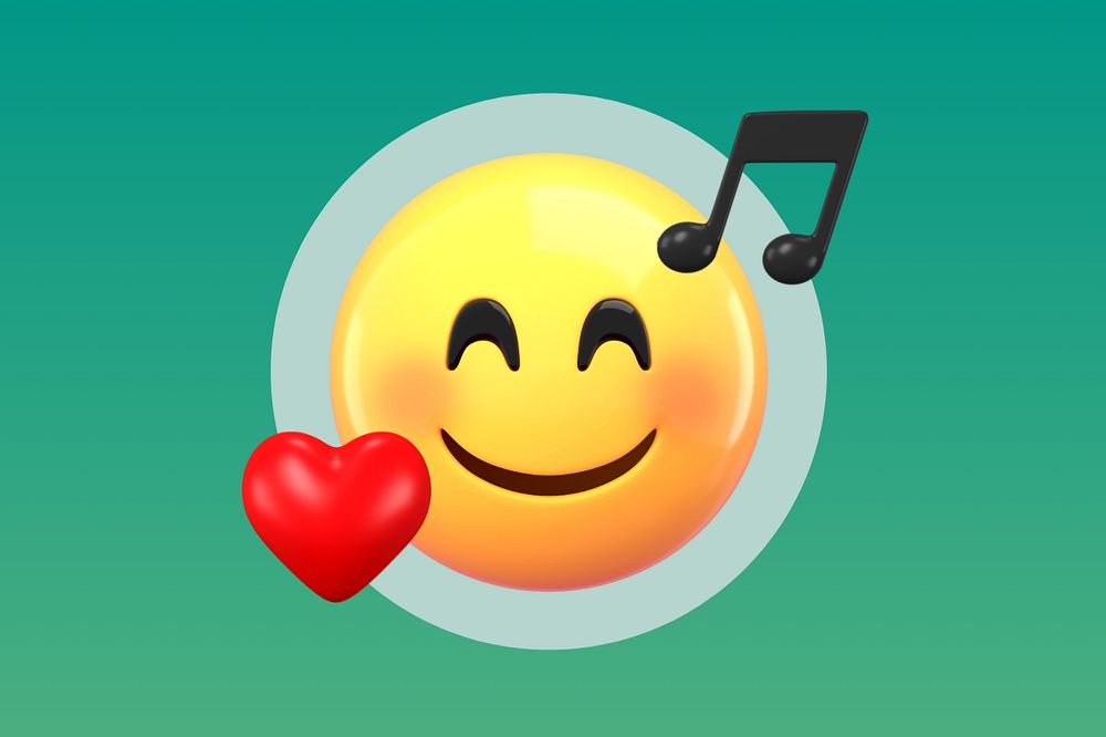 Music lover background 3D emoticon, editable design