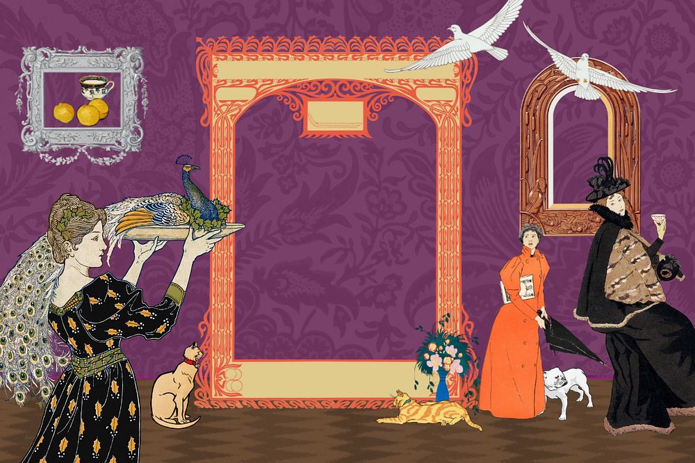 Victorian era aesthetic background, editable vintage illustration, remixed by rawpixel
