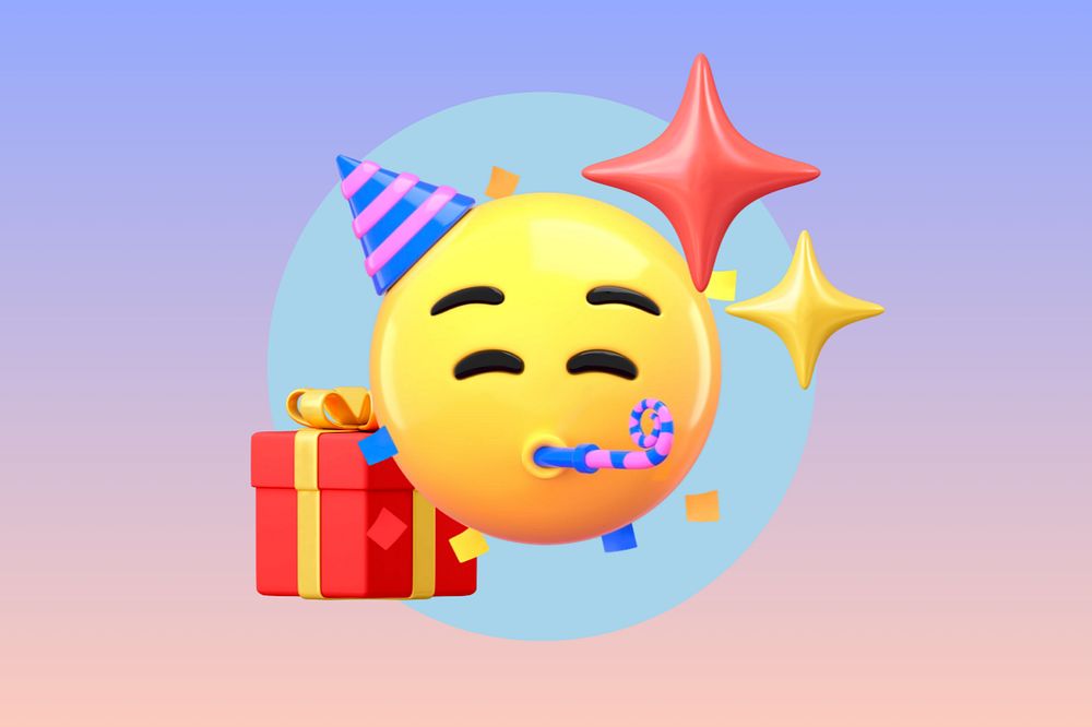 Birthday party emoticon background, editable design