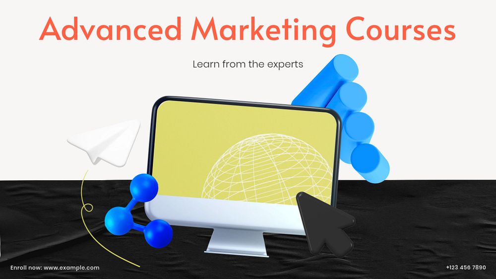 Advanced marketing course blog banner template, customizable design