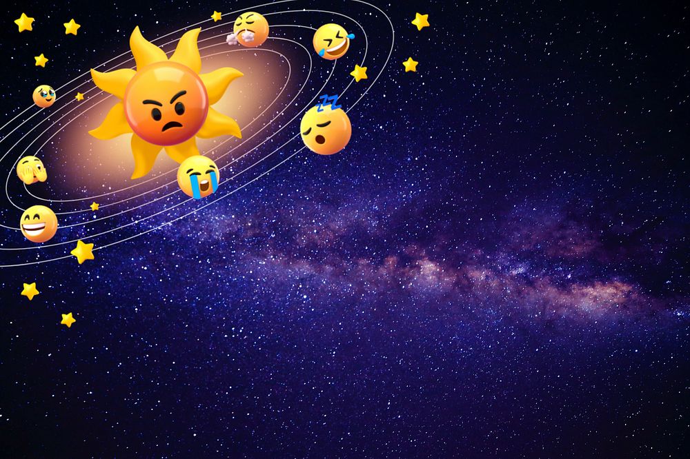 Galaxy emoticons background, solar system, editable design