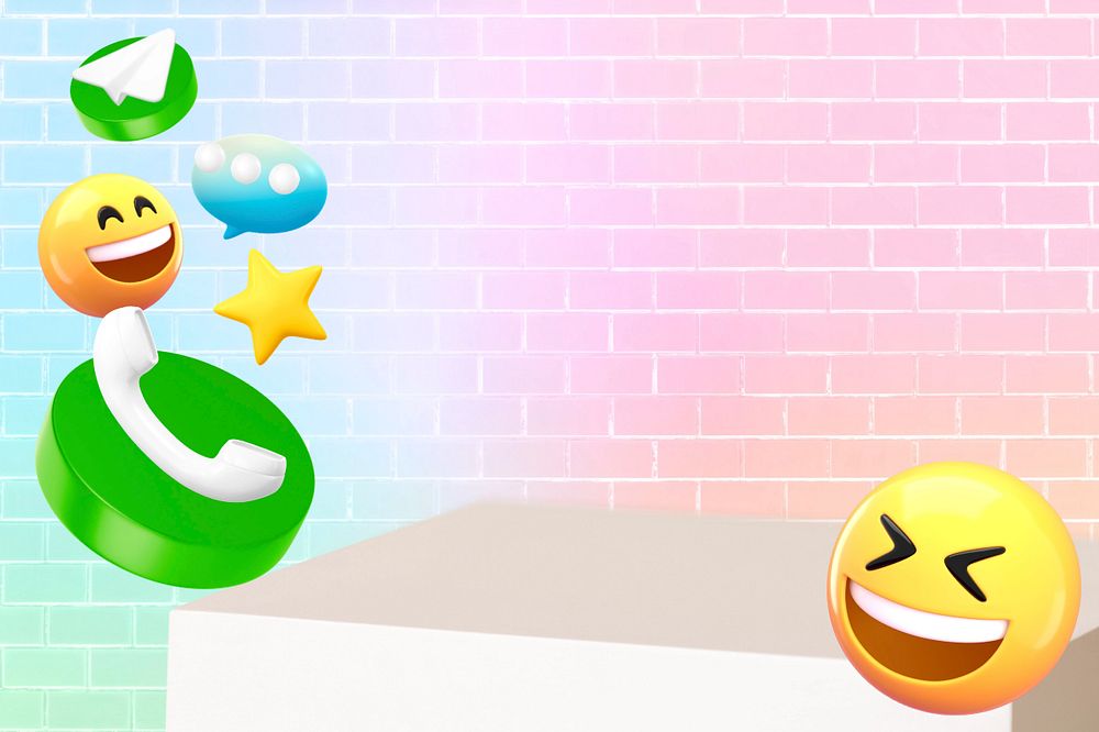 Phone call emoticons background, cute 3D, editable design