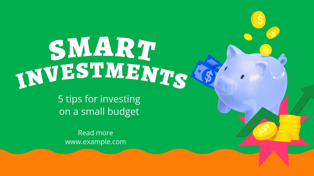 Smart investments blog banner template, funky editable design