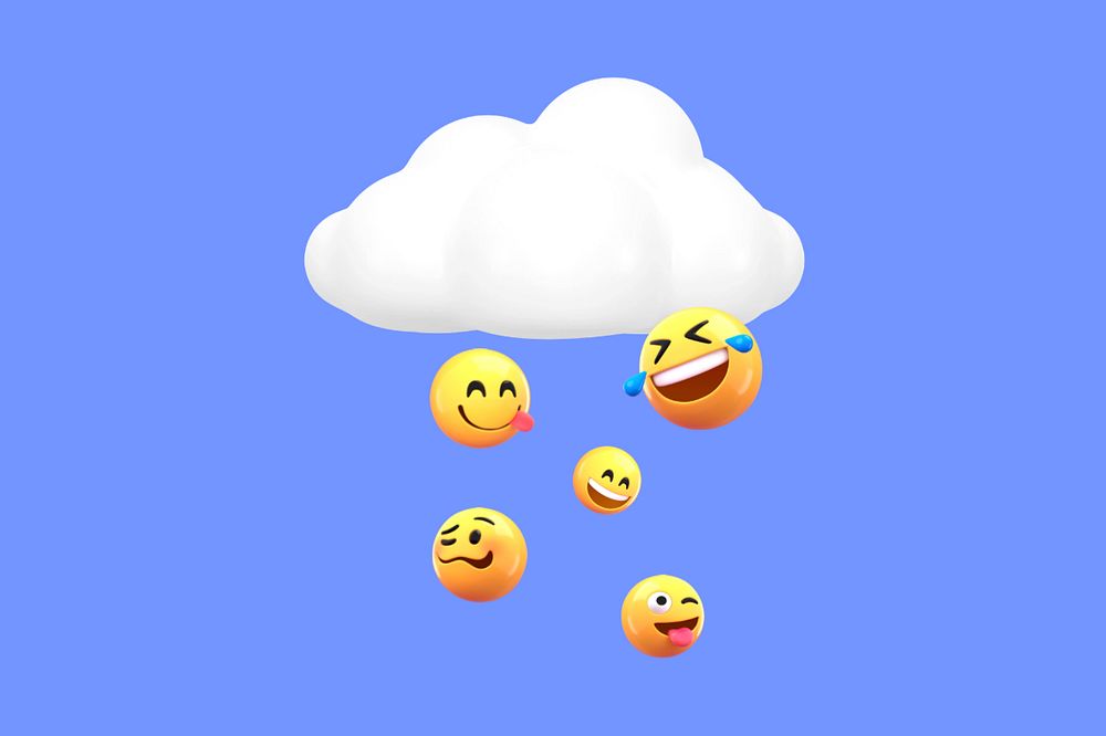 Cloud raining emoticons background, editable design