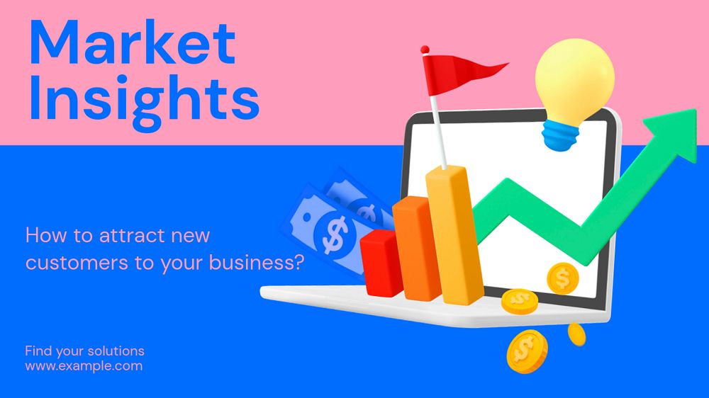 Market insights blog banner template, funky editable design