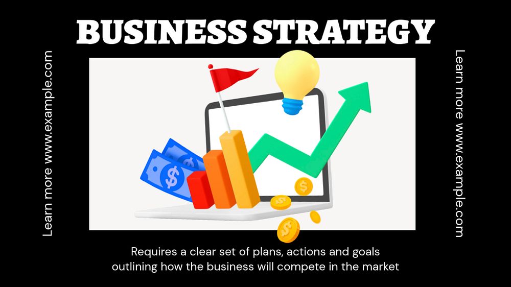 Business strategy blog banner template, funky editable design