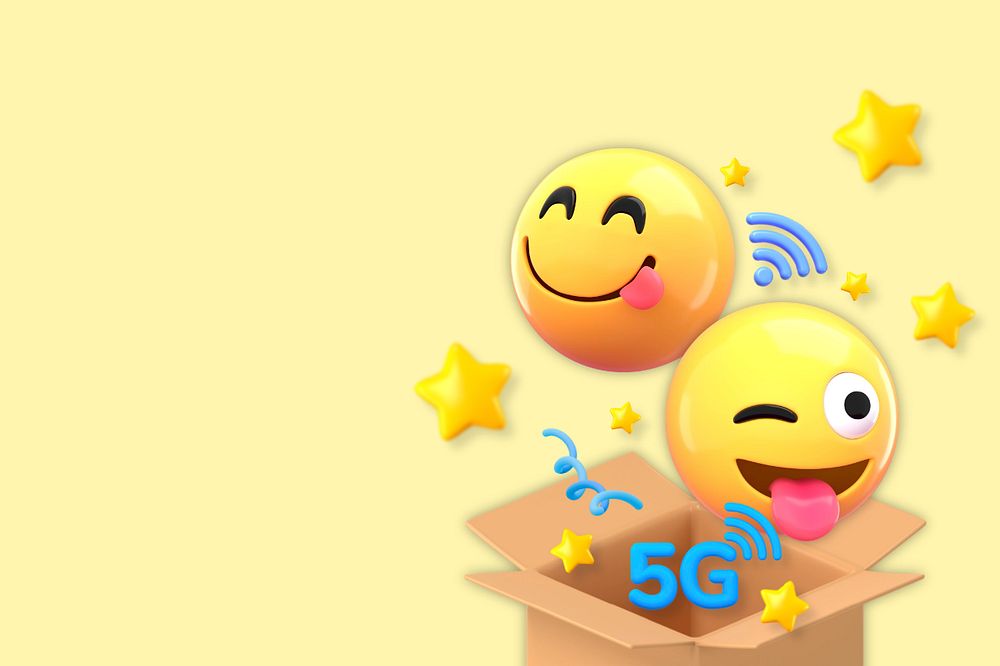 5G 3D emoticons background, editable design