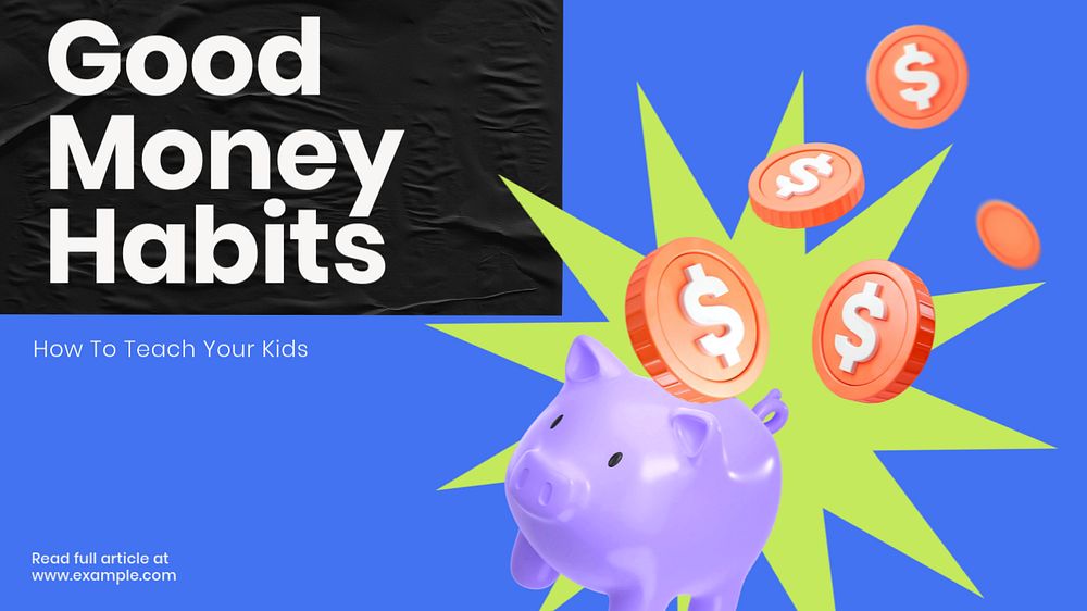 Good money habits blog banner template, customizable design