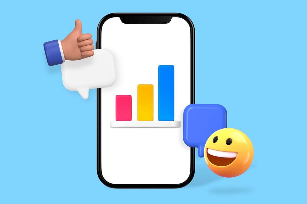 Growing bar chart, 3D business emoticon, editable design